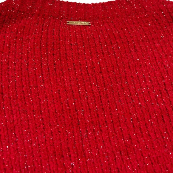 Michael Kors Women's Bright Red Shimmer Pullover Crewneck Sweater Size XS - Picture 11 of 12